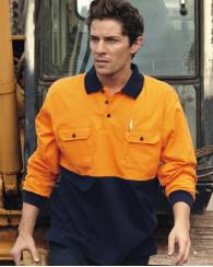 Cotton Jersey Hi Vis Polo, Long Sleeve